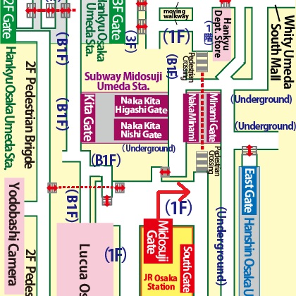 Directions from JR Osaka Station to Hankyu Department Store