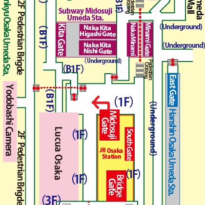 Directions from JR Osaka Station to Yodobashi Camera / Links Umeda