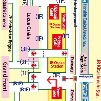 Directions from JR Osaka Station to Umeda Sky Bldg. / Floating Garden