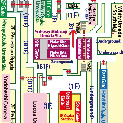 Directions from JR Osaka Station to Hankyu Department Store