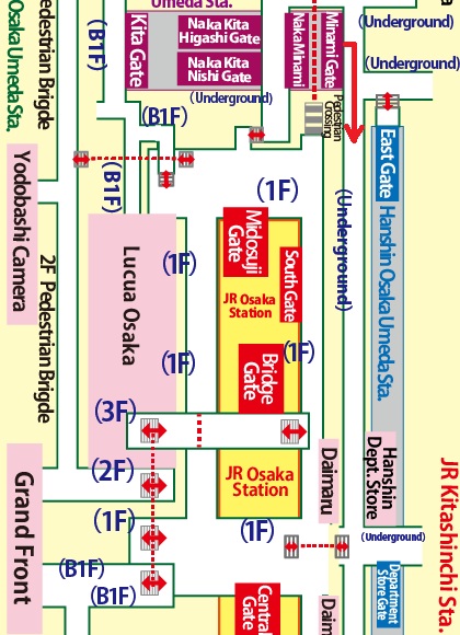 Directions from Umeda Station on the Subway Midosuji Line to Osaka Umeda Twin Towers South