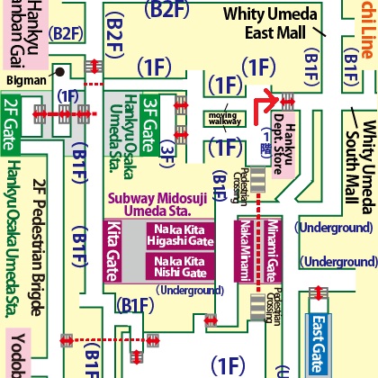 Directions from Umeda Station on the Subway Midosuji Line to Osaka Umeda Twin Towers North